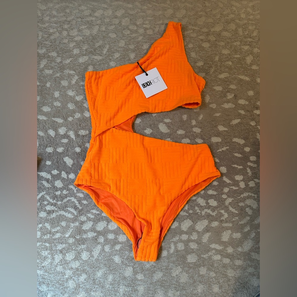 Bright Orange One-Shoulder Swimsuit - Beach Riot Celine